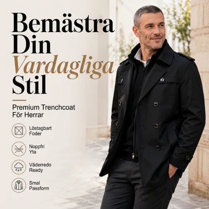 Herrtrenchcoat med avtagbart foder