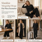 Kvinnors lediga 2-delad stickad set med kofta tröja och vida ben byxor