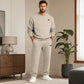 Set för män: Jacquard-bokstäver sweatshirt och byxor med dragsko