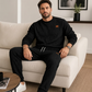 Set för män: Jacquard-bokstäver sweatshirt och byxor med dragsko