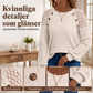 Avslappnad långärmad topp i ribbad stickning för kvinnor