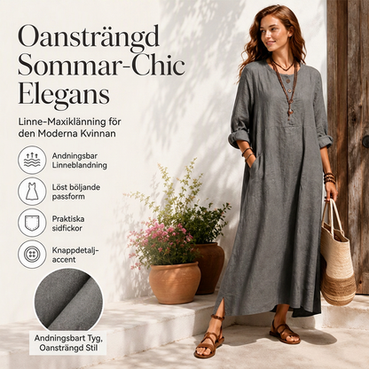 Damens lediga maxiklänning med fickor