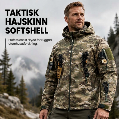 Herrjacka med huva för utomhusbruk, vindskyddad, taktisk