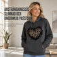 Kvinnlig ledig fleecehoodie med leopardhjärttryck och känguruficka