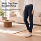 Damjeans i smal passform med hög midja, mörk tvätt och bred resårmidja, drag-on-modell