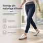 Damjeans i smal passform med hög midja, mörk tvätt och bred resårmidja, drag-on-modell