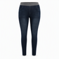 Damjeans i smal passform med hög midja, mörk tvätt och bred resårmidja, drag-on-modell