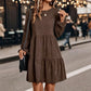 Kvinnors vintage manchesterklänning med långa ärmar