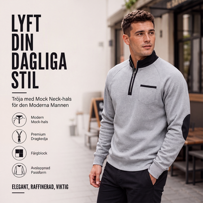 Varm, avslappnad sweatshirt med kvartscardinaldragkedja för män