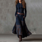 Women's Faux Suede Plaid Patchwork Dress