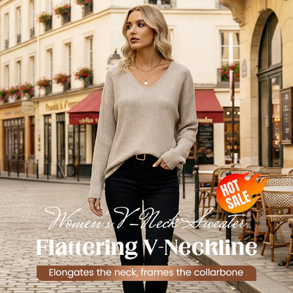 Damtröja med V-ringning och elegant rosett på ryggen