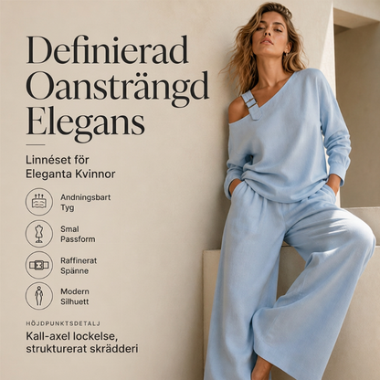 Damset i elegant stil med axelärmlös topp och bredbyxor