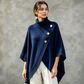 Flickors Asymmetrisk Turtleneck Poncho Stickad Tröja