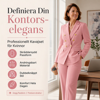 Damens elegant kavaj med dubbelknäppning och byxor set