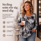 Damtopp med tie-dye-tryck, snörning och V-ringning