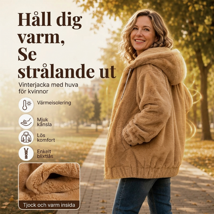 Skön vinterjacka med huva för kvinnor