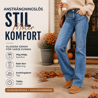 Casual stretchiga högmidjejeans för kvinnor