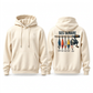 Herr retro fiske-grafisk luvtröja, avslappnad passform, mjuk fleece-sweatshirt i blandad bomull med kängficka