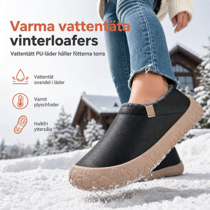 Vattentäta vinterstövlar för dam, varma vadderade cotton-tofflor med dold kilklack, halkfri mjuk sula, avslappnade promenadskor
