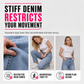 Jeans för damer i slitna, trasiga, raka modeller
