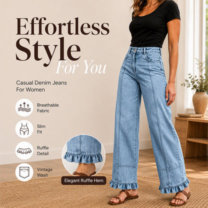 Jeans för damer med volangkant