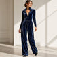 ✨ Chic sammetsjumpsuit med stående krage för kvinnor – perfekt för fest och vardag, nu till halva priset!