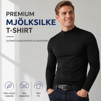 👕 Herrtröja med kort krage i premium mjölksilke – hög elasticitet, 3D-formad passform, mjuk, lättskött, nu till halva priset! ✨