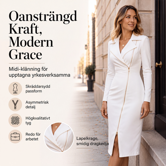 👗 Asymmetrisk klänning för kvinnor med dragkedja fram och slits – elegant, perfekt för fest och vardag, nu till halva priset! ✨