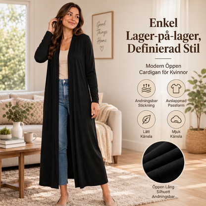🧥 Öppen maxilångkardigan för kvinnor – mjuk, bekväm, mångsidig, perfekt för vardag och lager på lager, nu till halva priset! ✨
