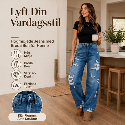 ✨ Ny kollektion 💎 Eleganta, slitna jeans med vida ben för damer – Trendiga jeans med bekväm passform