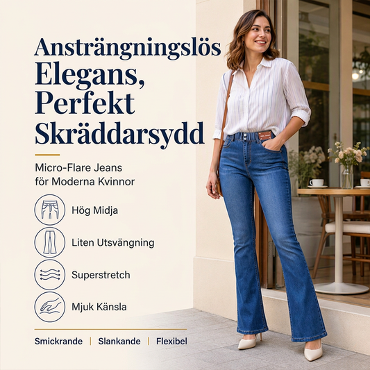 Damens bootcut jeans med hög elastisk midja