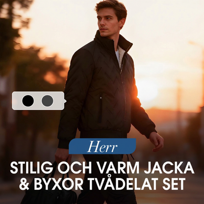 Stilren varm tvådelad set i jack och byxor för män