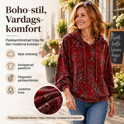 Damhuva med paisleymönster och dragkedja