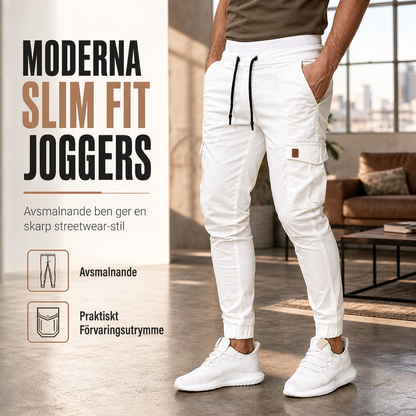 Kvinnors lediga enfärgade cargo-joggers