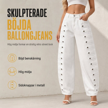 Damer Retroförhöjda midjebyxor med böjt ben