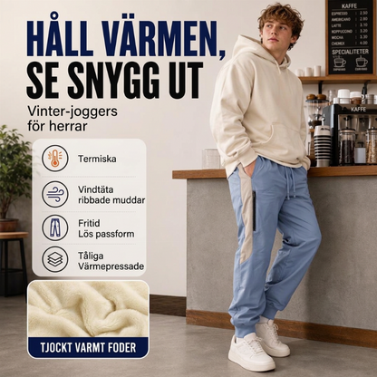 Vindtäta värmande byxor för män med resår i byxbenen