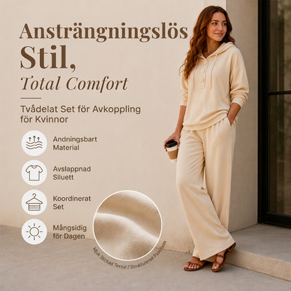 Lekkvärdig damset i set: set med huva och loungbyxor