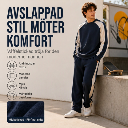 Herrfärgblockerad lös Sweatshirt