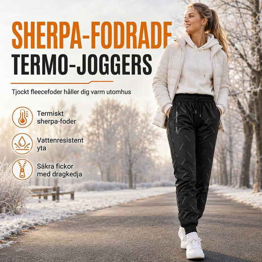 Herr och dam, lösa sherpa-fodrade joggingbyxor, varma vinterbyxor med dragkedje-fickor