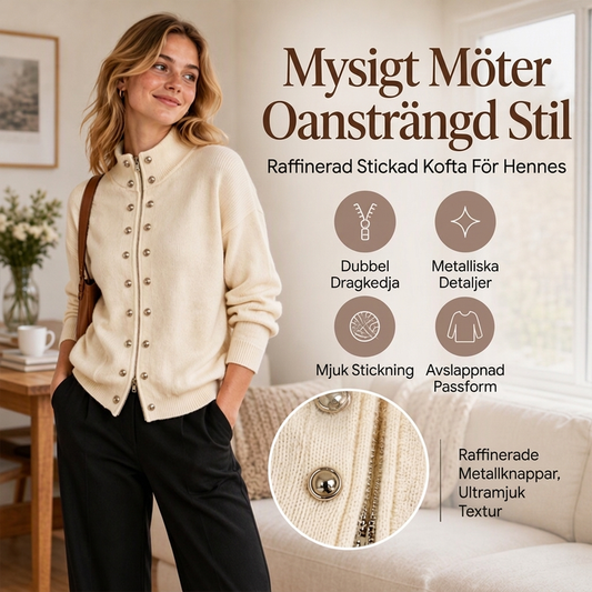 Kvinnor Stående krage Dubbel-breasted stickad kofta