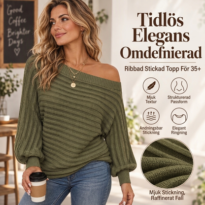 👚 Lekant axelärmad ribbstickad topp för kvinnor – mjuk, bekväm, snygg och perfekt för vardag och höst, nu till halva priset! ✨
