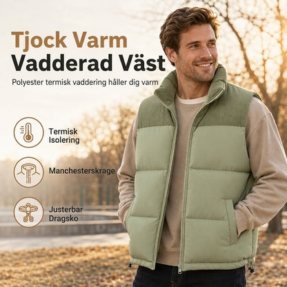 Unisex förtjockad vinterpufferväst Lös passform hopsatt bomullsvaddad gilet för män och kvinnor