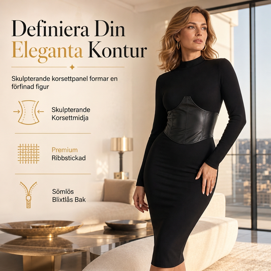 Kvinnor Rund Hals Upptill Långärmad Patchwork Slim Fit Bodycon Klänning