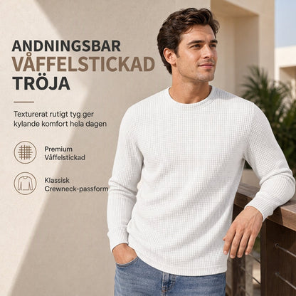 Herr casual skjortor, smal passform, rund hals, långärmad