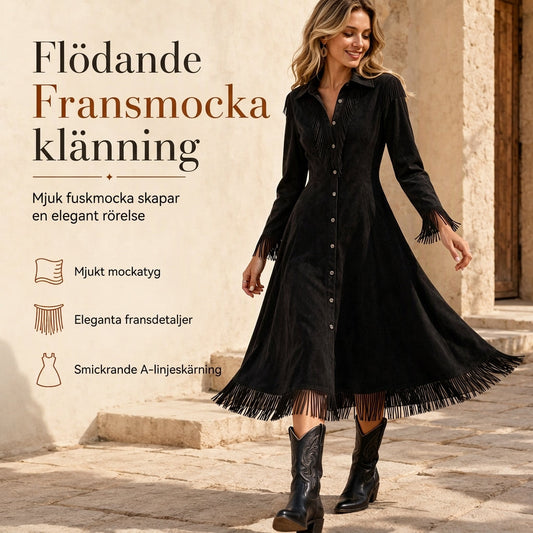 Kvinnors Vintage långärmad kjol med fransar