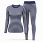 Kvinnlig Randig Färglagd Rundhalsad Långärmad Topp och Byxor Slim Fit Casual Loungewear Träning Set