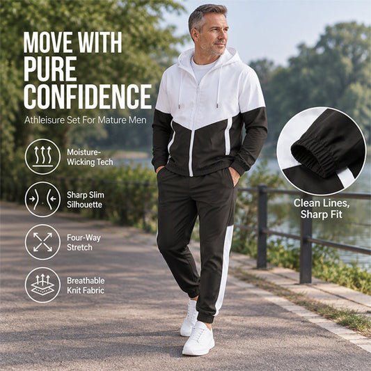 Set med lätt jacka och joggingbyxor i färgblock för män