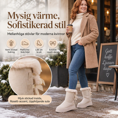 Snöstövletter för kvinnor med plattform och mitten vad