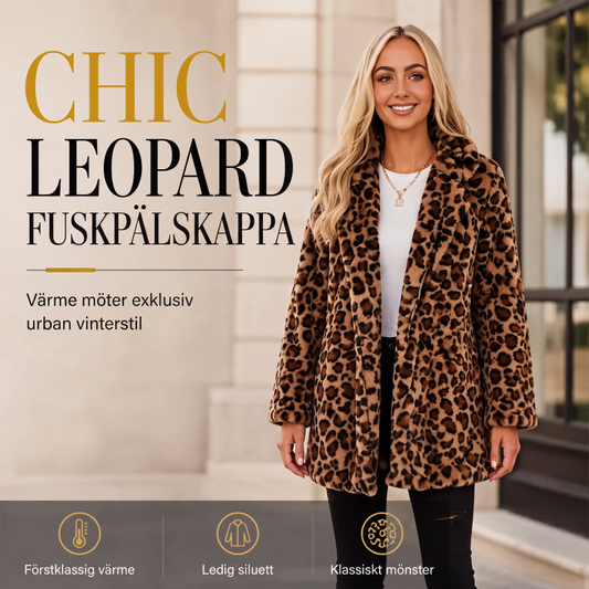 Stilfull leopardmönstrad fuskpälsrock för kvinnor