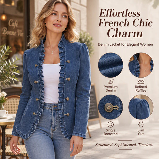 Elegant jeansjacka med volangkant för damer